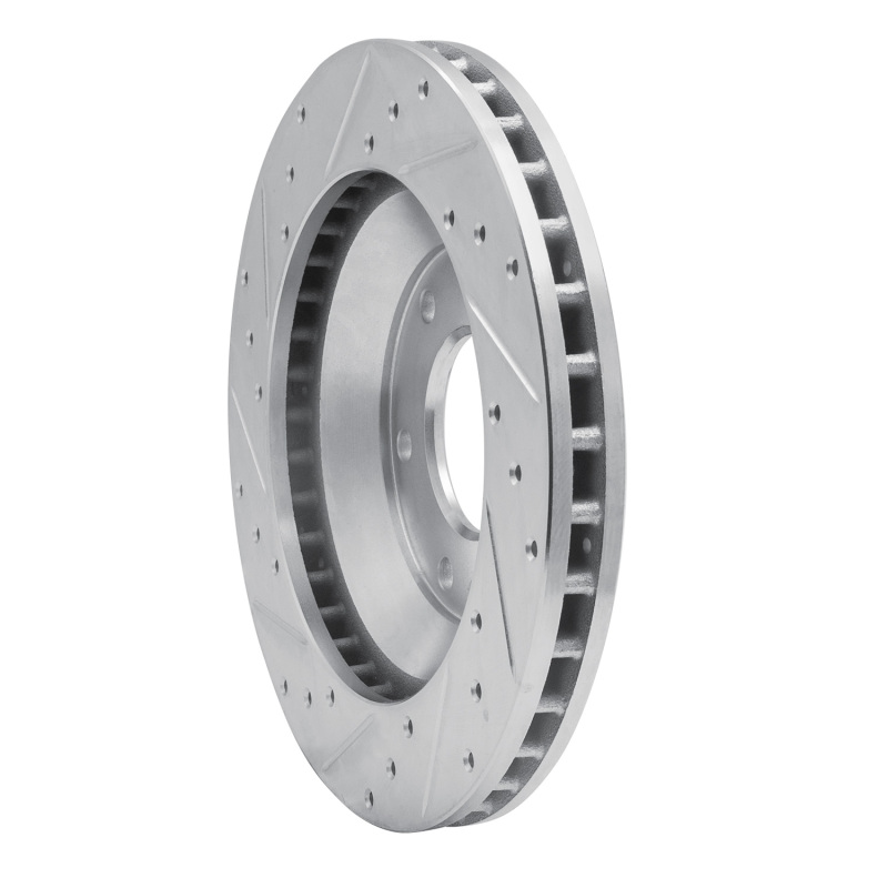 Buick Rainier Brake Rotor (1) - Front Right - R1 Concepts - Drilled & Slotted - Silver - `02-`05